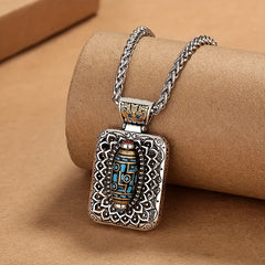 Cool Rotating Bead Vintage Black Imitation Turquoise Pendant Necklace — Spiritual Energy & Harmony Amulet