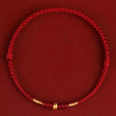 Exquisite Handcrafted Red Black String Amulet with Lucky Golden Beads - Symbol of Love and Friendship