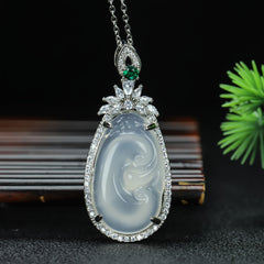 White Ruyi Pendant Necklace for Good Fortune and Spiritual Harmony