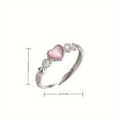 Pink Heart Ring with Moonstone Accent – Romantic Energy for Daily Wear