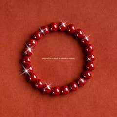Natural Cinnabar Bracelet - Zodiac Year Purple Golden Sand Fortune Beads for Energy & Protection