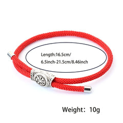 Handmade Nylon Rope Bracelet - Adjustable Viking Bangle with Nordic Runes for Strength & Protection