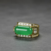 Vintage Style Green Agate Men's Ring for Grounding, Prosperity, and Adaptable Energy