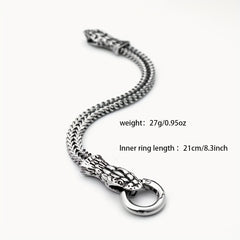 Men's Stainless Steel Snake Bracelet - Double Head Design for Energy Balance & Protection
