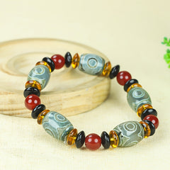 Vintage Bohemian Three-Eye Agate Necklace for Spiritual Protection & Emotional Balance
