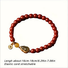 Lucky Cinnabar Bracelet: Calabash-Shaped Bead for Good Fortune & Prosperity