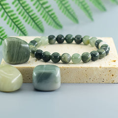 Green Grass Stone Bracelet - Natural Energy for Daily Wear