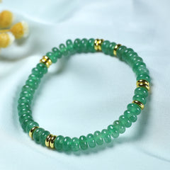 Natural Stone Green Bracelet with Golden Accents - Bohemian Style for Harmony & Energy