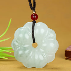Elegant Natural Stone Flower Pendant - Men's Spiritual Grounding Jewelry & Sweater Chain Accessory