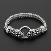 Men's Stainless Steel Snake Bracelet - Double Head Design for Energy Balance & Protection