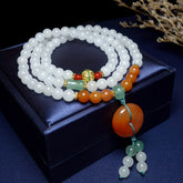 Natural Agate Long Necklace with Lotus Safety Buckle – Unisex Stone Talisman for Protection & HarmonySafety Buckle Pendant, Men's And Women's Couple Necklace