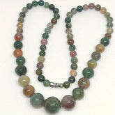 Simple Graduated India Agate & Mixed Agate Pendant Necklace — Natural Stone Bead Harmony, Spiritual Balance & Holistic Wellness Amulet