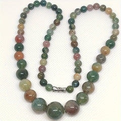 Simple Graduated India Agate & Mixed Agate Pendant Necklace — Natural Stone Bead Harmony, Spiritual Balance & Holistic Wellness Amulet