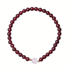 Vintage Garnet & White Bead Bracelet - Elegant Red Stone for Casual Wear & Holiday Gifting