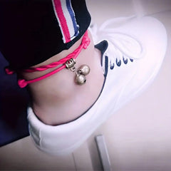 Male And Female Couples Black Rope Bell Anklet - Korean Retro Fashion with Harmony Energy
