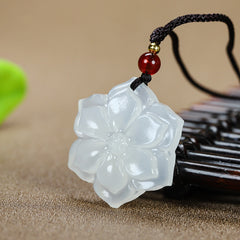 Natural Stone Lotus Pendant Necklace - Elegant Fashionable Design for Couples & Parties