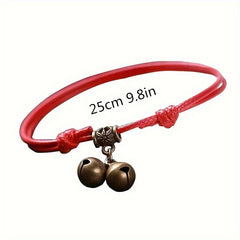 Male And Female Couples Black Rope Bell Anklet - Korean Retro Fashion with Harmony Energy