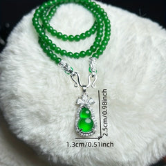 Turquoise Green Retro Chinese Gourd Necklace for Harmony, Prosperity & Good Fortune