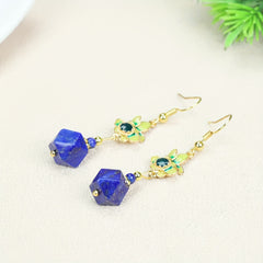 Matte Silver & Lapis Lazuli Geometric Drop Earrings — A Quiet Anchor for the In-Between Years