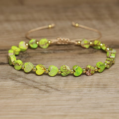 Boho Vacation Rainbow Stone Beaded Bracelet - Adjustable Natural Gemstone Energy Healing Jewelry for Daily Wear