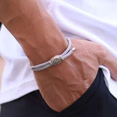 Handmade Nylon Rope Bracelet - Adjustable Viking Bangle with Nordic Runes for Strength & Protection