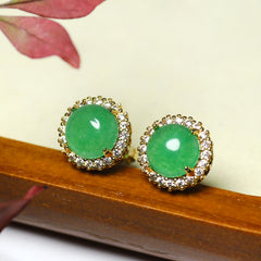 Natural Stone Egg Earrings - Palace-Style Elegance for Parties & Banquets with Spiritual Harmony