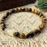 Tiger's Eye & Citrine Beaded Bracelet - Grounding & Protective Charm for Wealth & Prosperity