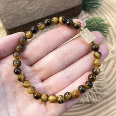 Tiger's Eye & Citrine Beaded Bracelet - Grounding & Protective Charm for Wealth & Prosperity