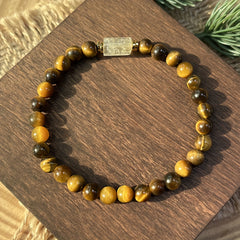 Tiger's Eye & Citrine Beaded Bracelet - Grounding & Protective Charm for Wealth & Prosperity