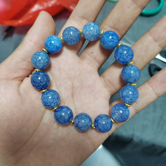 Vintage Blue Agate Beaded Bracelet for Calm, Communication, and Energetic Protection