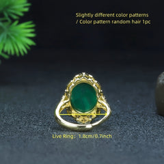 Vintage Green Agate Ring for Prosperity, Emotional Balance, and Spiritual Protection
