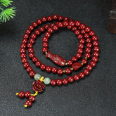 Red Cinnabar Beaded Bracelet for Women with Rose Charm | Grounding & Spiritual Protection