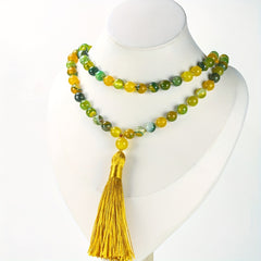 Agate Prayer Beads Necklace - 108 Beads for Spiritual Healing & Daily Wear