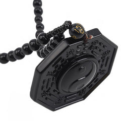 Obsidian Yin Yang Necklace - Protective Energy & Balanced Chi