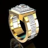 Powerful Copper Plated Gold Ring for Men | Enhance Wealth & Protection Energy with Synthetic Zircon