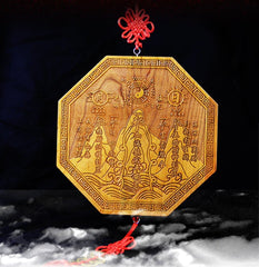 7.6" Feng Shui Octagon Pendant – Shanhai Town motifs&Peach Wood Bagua for Wealth & Success