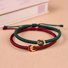 Handmade Woven Rope Bracelet - Deep Red String for Protection & Harmony Energy