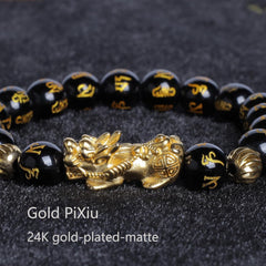 Black Dragon Fortune Obsidian Wealth Bracelet Ultimate Feng Shui Power Bracelet Dragon Pixiu Bracelet Wealth Luck Amulet for Men Women Attract Lucky Wealthy Bracelets