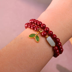 Women's Elegant Red Cinnabar Bead Bracelet - Spiritual Energy & Harmony Luxury Jewelry