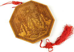 7.6" Feng Shui Octagon Pendant – Shanhai Town motifs&Peach Wood Bagua for Wealth & Success