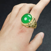 Men's Green Agate Open Ring | Natural Stone Jewelry for Prosperity, Grounding, and Emotional Balance
