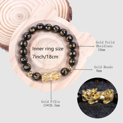 Black Dragon Fortune Obsidian Wealth Bracelet Ultimate Feng Shui Power Bracelet Dragon Pixiu Bracelet Wealth Luck Amulet for Men Women Attract Lucky Wealthy Bracelets