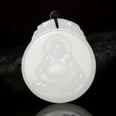 Golden Silk Laughing Buddha Pendant for Prosperity & Joy