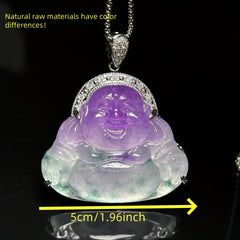 Vintage Lavender Jade Budai Pendant Necklace for Happiness, Prosperity & Spiritual Gifts