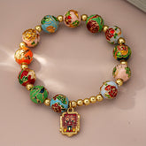 Elegant Vintage-Inspired Zodiac Flower Charm Bracelet - Stretchy Alloy for Daily & Party Wear