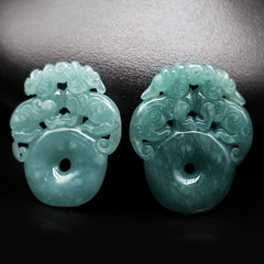 Natural Stone Lucky Double Pixiu Peace Buckle Pendant – Traditional Amulet for Wealth & Harmony