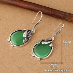 Elegant Green Emerald Dangle Earrings: Vintage Style for Daily Wear & Spiritual Harmony