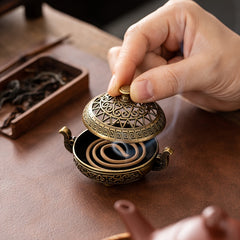 1pc Vintage Brass Incense Burner - Traditional Chinese Design for Yoga Meditation & Holiday Gifts