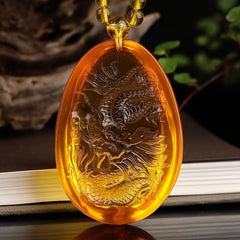 Bohemian Golden Dragon Pendant Necklace — Spiritual Power, Prosperity & Energy Harmony Amulet