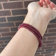Elegant Natural Almandine Garnet Bracelet - Multi-Strand Design for January Birthstone Energy